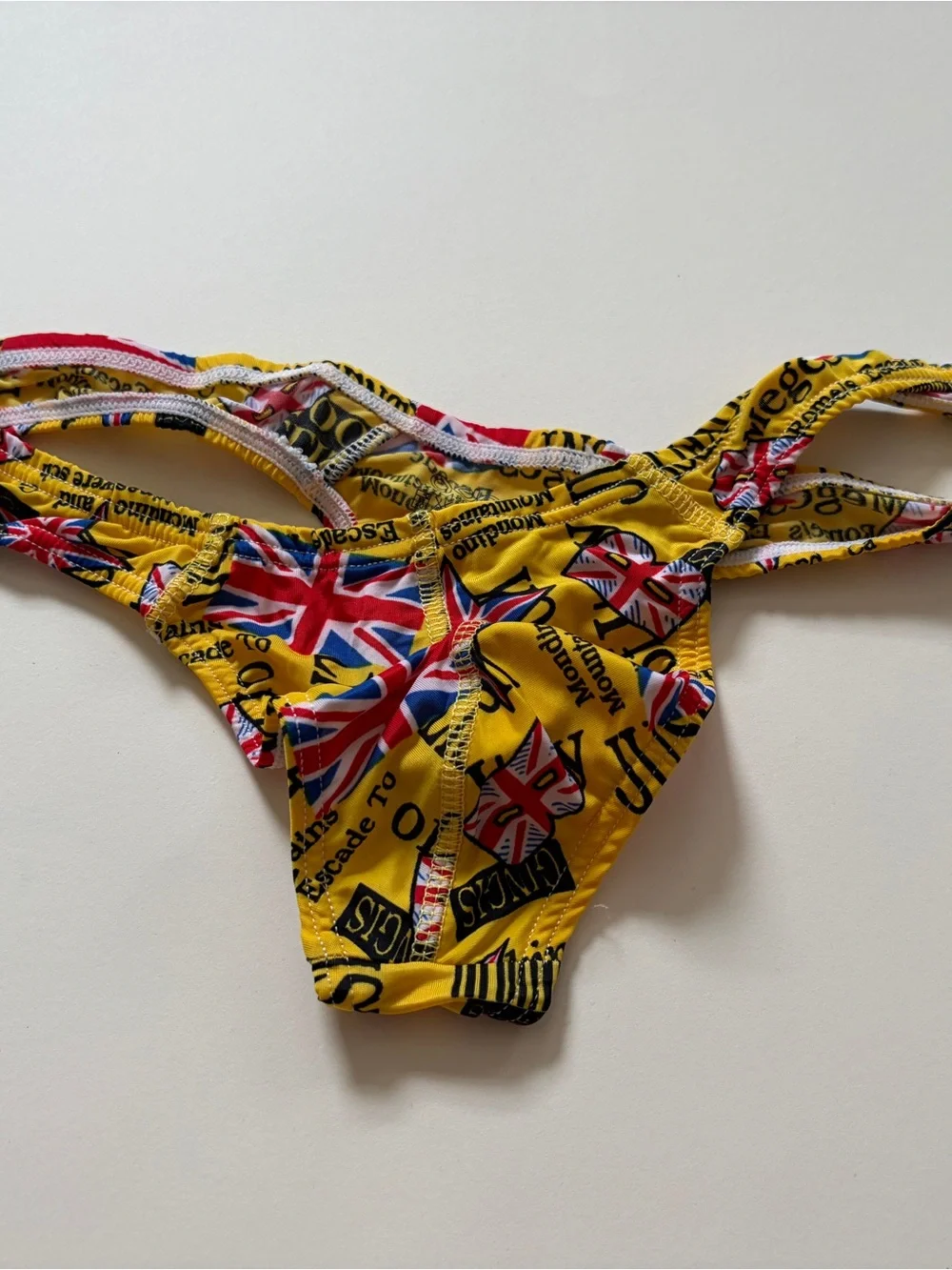 Men's Yellow Union Jack Print Briefs Thong
